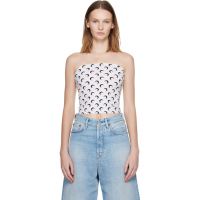 Marine Serre White Moon Printed Jersey Second Skin Tube Top 252020F111001