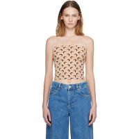 Marine Serre Tan Moon Printed Jersey Second Skin Tube Top 252020F111002
