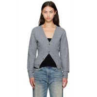 R13 Gray Split Hem Cardigan 252021F095003
