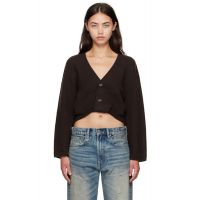 R13 Brown Twisted Front Ribbed Cardigan 252021F095005