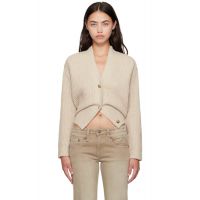 R13 Beige Split Hem Ribbed Cardigan 252021F095009
