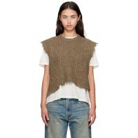 R13 Brown Wool Boyfriend Cable Sweater Vest 252021F096004