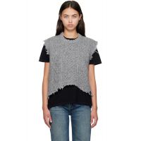 R13 Gray Wool Boyfriend Cable Sweater Vest 252021F096005