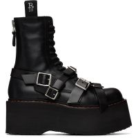 R13 Black Strapped Double Stack Boots 252021F113001