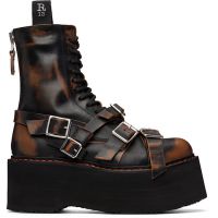 R13 Black Strapped Double Stack Boots 252021F113004