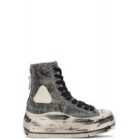 R13 Gray & Black Distressed Tall Kurt Sneakers 252021F127005