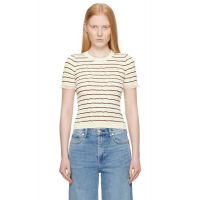 Rag & bone Beige Brown Chiara Stripe Crew T-shirt 252055F110008