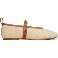 Rag & bone Beige Spire Straw Mary Jane Ballerina Flats 252055F118005