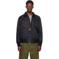 Hugo Black Recycled Nylon Bomber Jacket 252084M175002