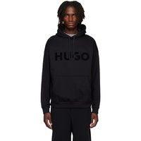 Hugo Black Oversize-Fit Cotton Terry Logo Hoodie 252084M202010