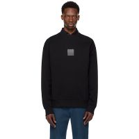 Hugo Black Cotton Terry Split Logo Sweatshirt 252084M204002