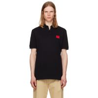 Hugo Black Cotton-Pique Slim-Fit Logo Label Polo 252084M212002