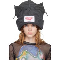 Charles Jeffrey LOVERBOY Gray Supersized Chunky Ears Beanie 252101F014000