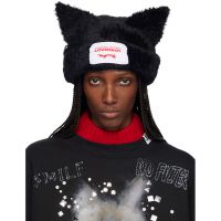 Charles Jeffrey LOVERBOY Black Fluffy Chunky Ears Beanie 252101F014017