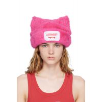 Charles Jeffrey LOVERBOY Pink Fluffy Chunky Ears Beanie 252101F014018