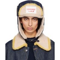 Charles Jeffrey LOVERBOY Navy & Beige Knit Patch Trapper Hat 252101F014063