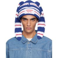 Charles Jeffrey LOVERBOY Blue & White Chunky Rabbit Beanie 252101M138026