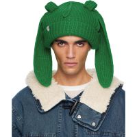 Charles Jeffrey LOVERBOY Green Mohair Chunky Rabbit Beanie 252101M138037