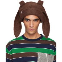 Charles Jeffrey LOVERBOY Brown Alpaca Chunky Rabbit Beanie 252101M138038