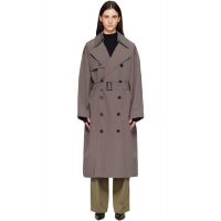 The Frankie Shop Gray Mavis Oversized Trench Coat 252115F067011