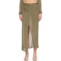 The Frankie Shop Khaki Alsen Thin Knit Wrap Maxi Skirt 252115F093005