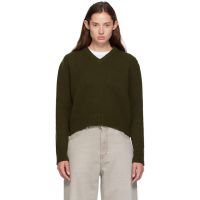 &Daughter Green Glenn V-Neck Sweater 252255F100002