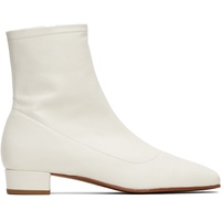 BY FAR White Este Leather Ankle Boots 252289F113012