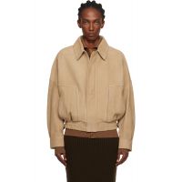 Nour Hammour Beige Dalma Relaxed Nubuck Suede Jacket 252306F064013