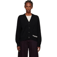 We11done Black Pocket Logo Knit Cardigan 252327F095003
