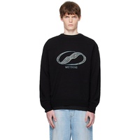 We11done Black Logo Rhinestone Knit Pullover Sweater 252327M201002