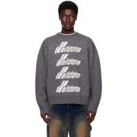 We11done Gray Logo Pile Knit Sweater 252327M201006