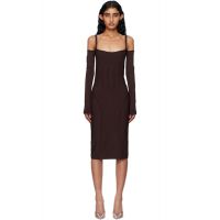 Mugler Burgundy Knit Midi Dress 252345F054000