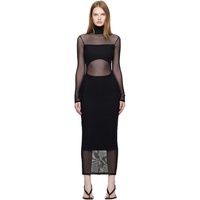 Mugler Black Illusion Midi Dress 252345F054003