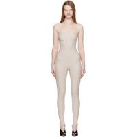 Mugler Beige Boned Stretch Catsuit 252345F070000