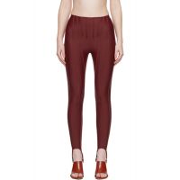 Mugler SSENSE Exclusive Burgundy Corseted Leggings 252345F085005