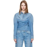 Mugler Blue Wrapped Chambray Shirt 252345F109003