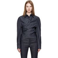 Mugler Indigo Wrapped Chambray Shirt 252345F109004
