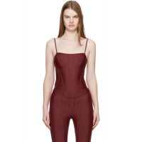 Mugler SSENSE Exclusive Burgundy Corseted Top 252345F111007