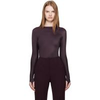 Mugler Burgundy Shoulder Logo Bodysuit 252345F358015