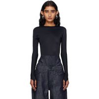 Mugler Black Shoulder Logo Bodysuit 252345F358016