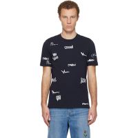 Navy Multigram Marni Print Cotton T-shirt 252379M213009