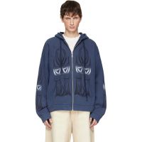 Who Decides War Blue Winged Zip Up Hoodie 252389M202026