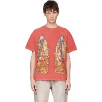 Who Decides War Red Rhinestone Flame Glass T-shirt 252389M213057