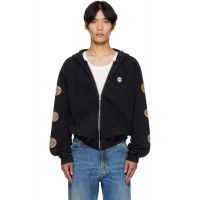 Silas Black Circular Zip Sweat Hoodie 252399M202004