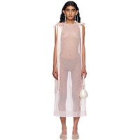 Simone Rocha Pink Sheer Bow Ribbon Tail Midi Dress 252405F054023