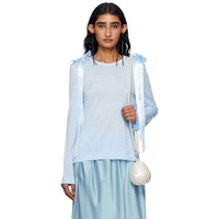 Simone Rocha SSENSE Exclusive Blue Bow Ribbon Tail Long Sleeve T-shirt 252405F110021
