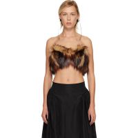 Simone Rocha Brown Faux Fur Bandeau Top 252405F111000