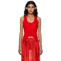 Simone Rocha Red Bow Tail Easy Tank Top 252405F111006