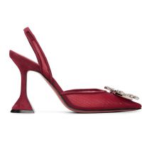Amina Muaddi Burgundy Begum Mesh 95 Sling Heels 252415F122011