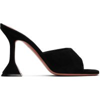 Amina Muaddi Black Lupita Slipper Heeled Sandals 252415F125006